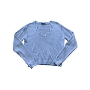 Brandy Melville Gray Cropped V Neck Sweater